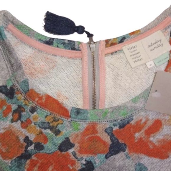 Anthropologie Dress Petite Medium P6 P8 French Terry Floral Black Dotted Hem NWT - Picture 6 of 16